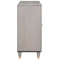 Produktbild för Sideboard Grå och Guld 90 x 33 x 75 cm Massivt mangoträ