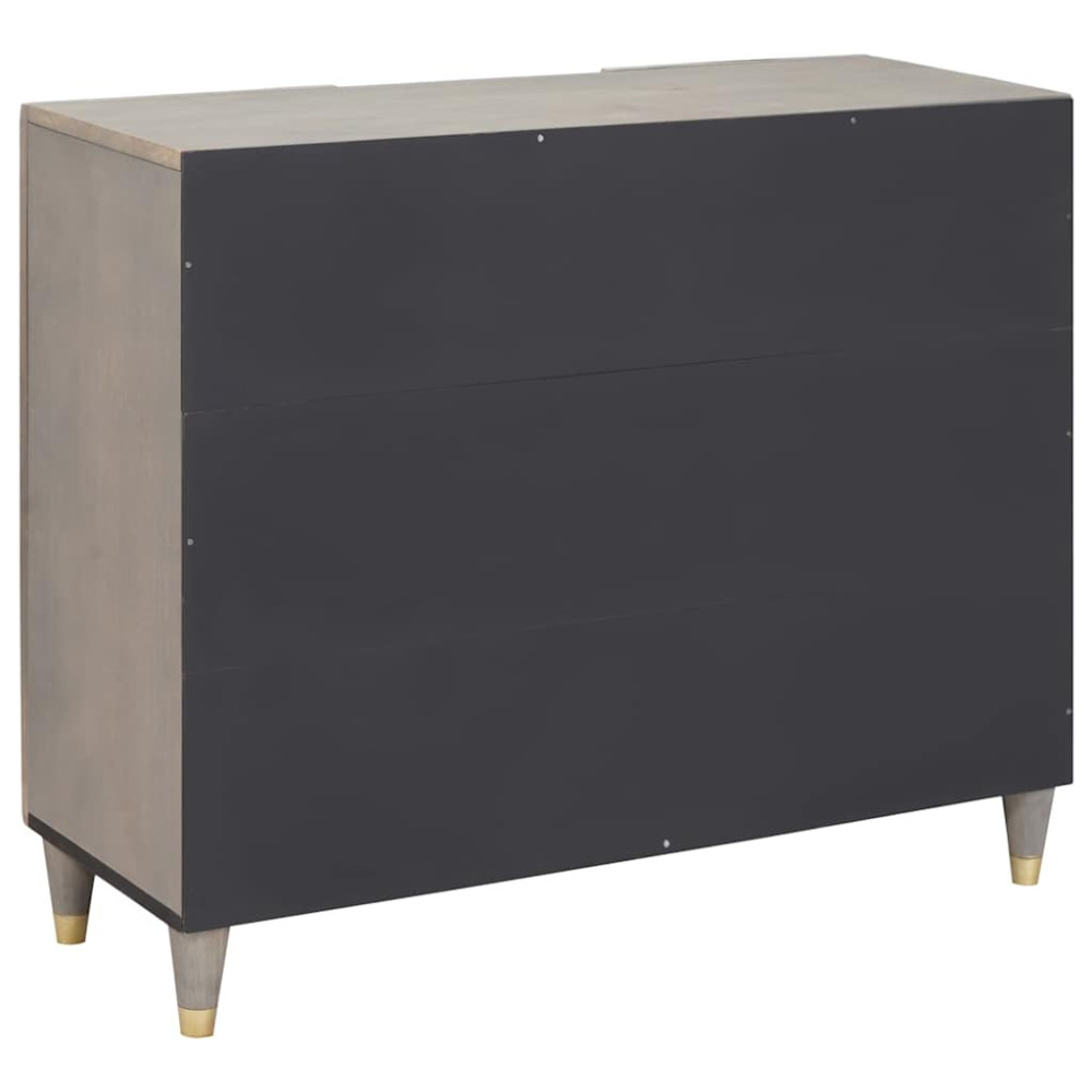 Produktbild för Sideboard Grå och Guld 90 x 33 x 75 cm Massivt mangoträ