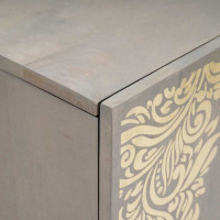 Produktbild för Sideboard Grå och Guld 90 x 33 x 75 cm Massivt mangoträ