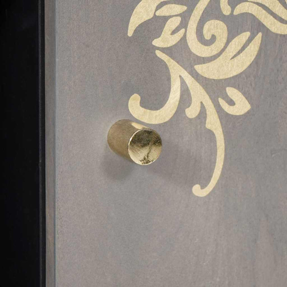 Produktbild för Sideboard Grå och Guld 90 x 33 x 75 cm Massivt mangoträ