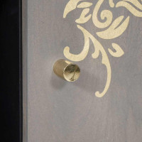 Produktbild för Sideboard Grå och Guld 90 x 33 x 75 cm Massivt mangoträ