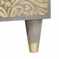 Produktbild för Sideboard Grå och Guld 90 x 33 x 75 cm Massivt mangoträ