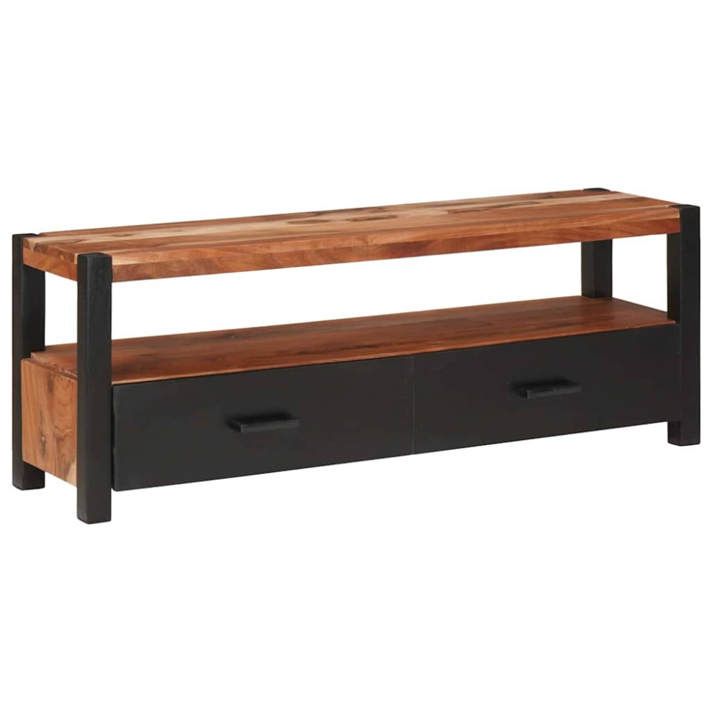 Produktbild för Medieskåp med låda Brun 110 x 30 x 40 cm Massivt Akaciaträ