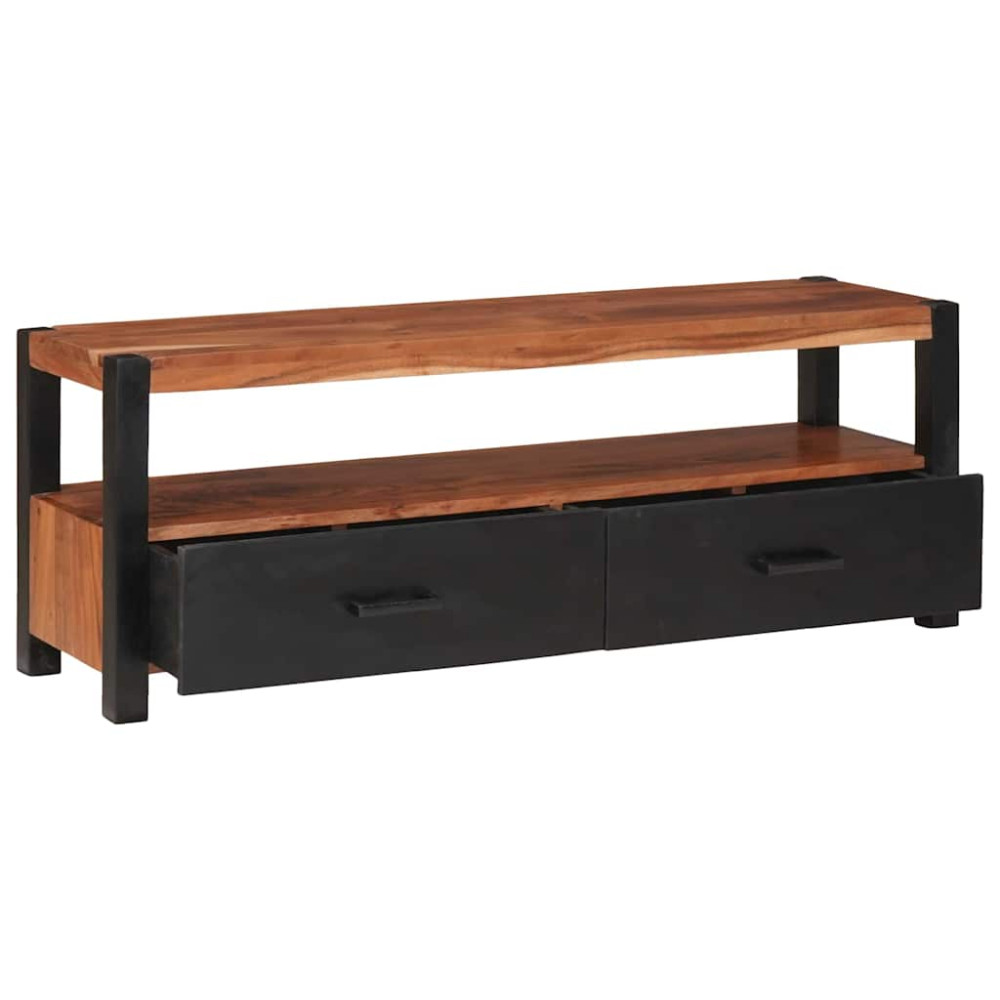 Produktbild för Medieskåp med låda Brun 110 x 30 x 40 cm Massivt Akaciaträ