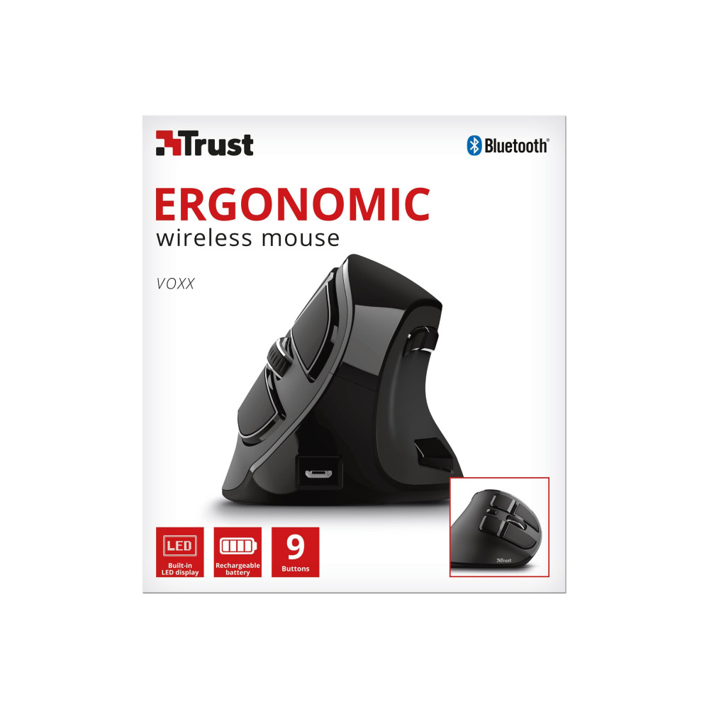 Produktbild för Trust Voxx - vertikal mus - Bluetooth, 2.4 GHz