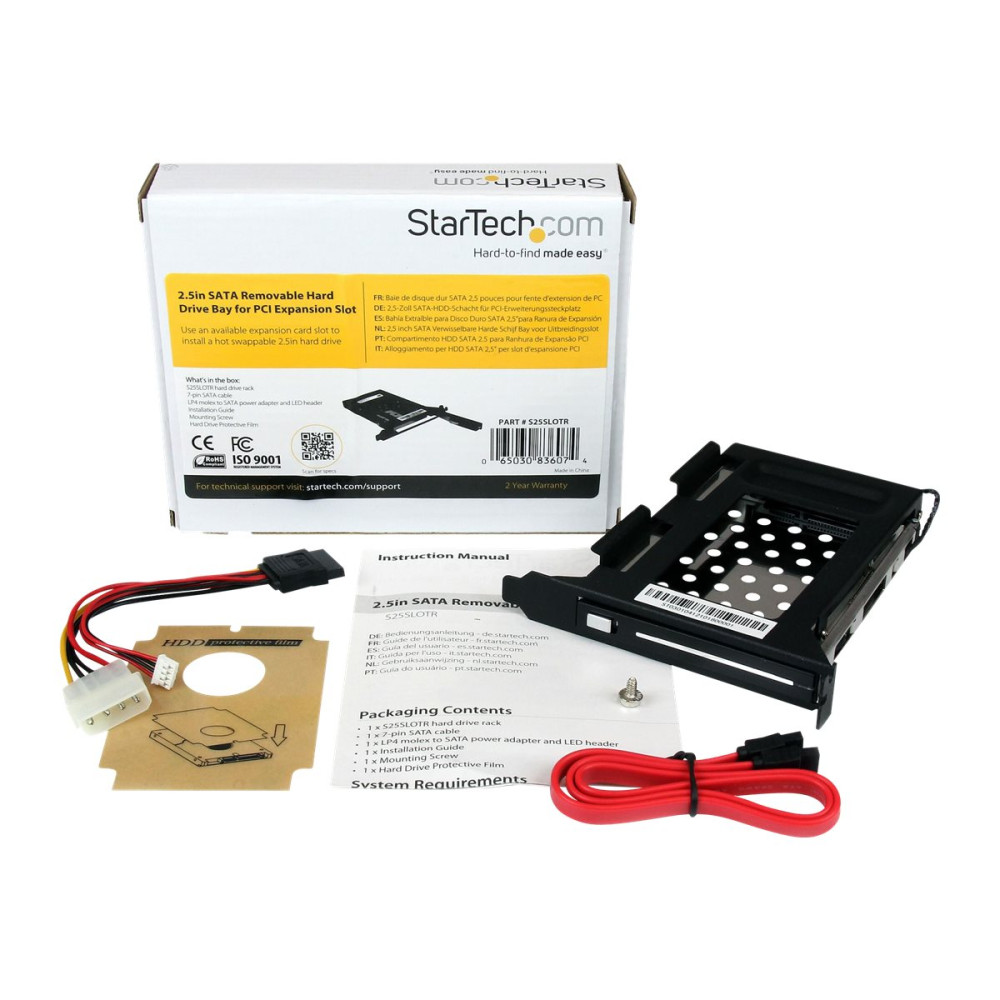 Produktbild för StarTech.com 2.5in SATA Removable Hard Drive Bay for PC Expansion Slot - Storage bay adapter - black - S25SLOTR - adapter för lagringsfack