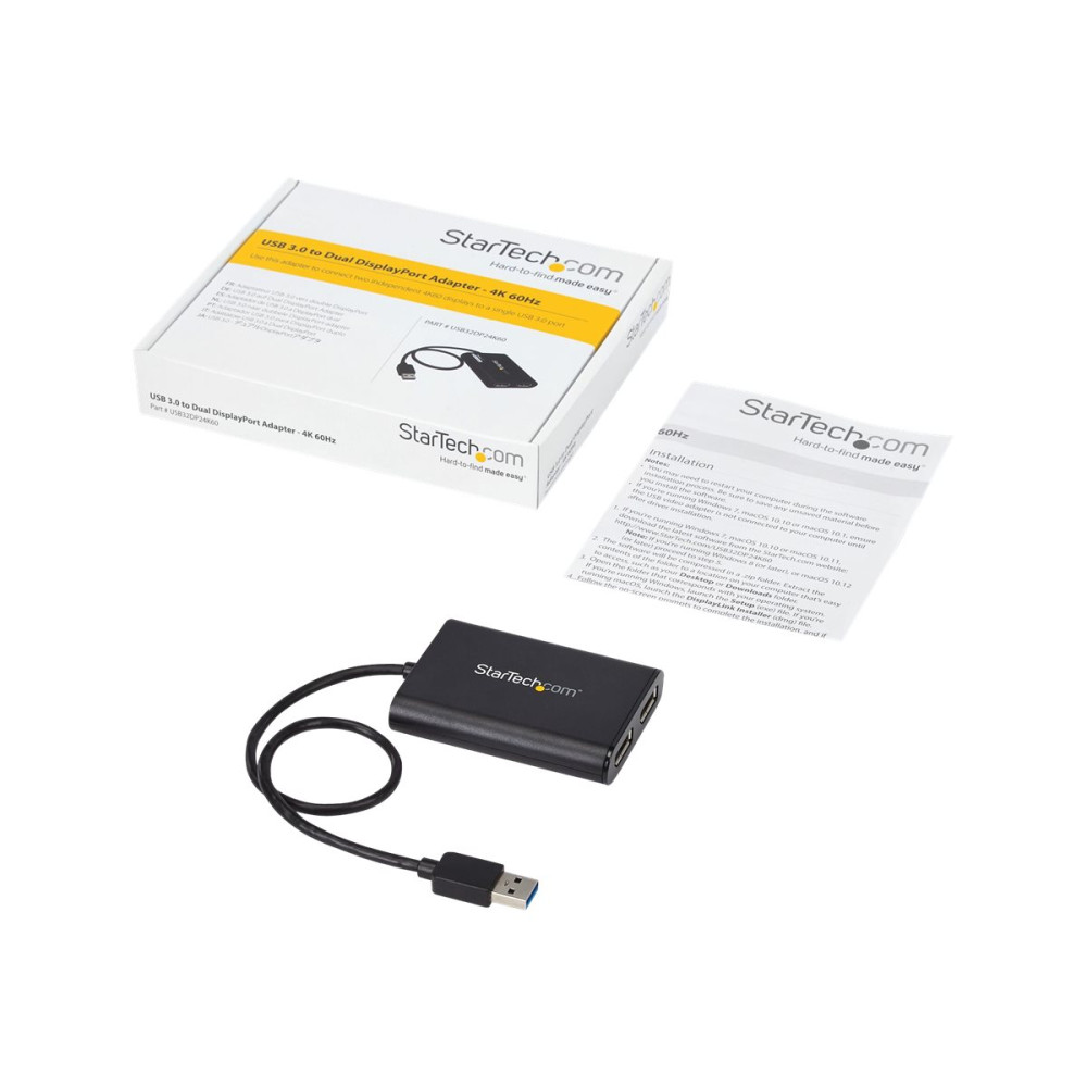 Produktbild för StarTech USB 3.0 till Dual DisplayPort-adapter - 4K 60 Hz - DisplayPort-adapter - USB typ A till DisplayPort - 30 cm