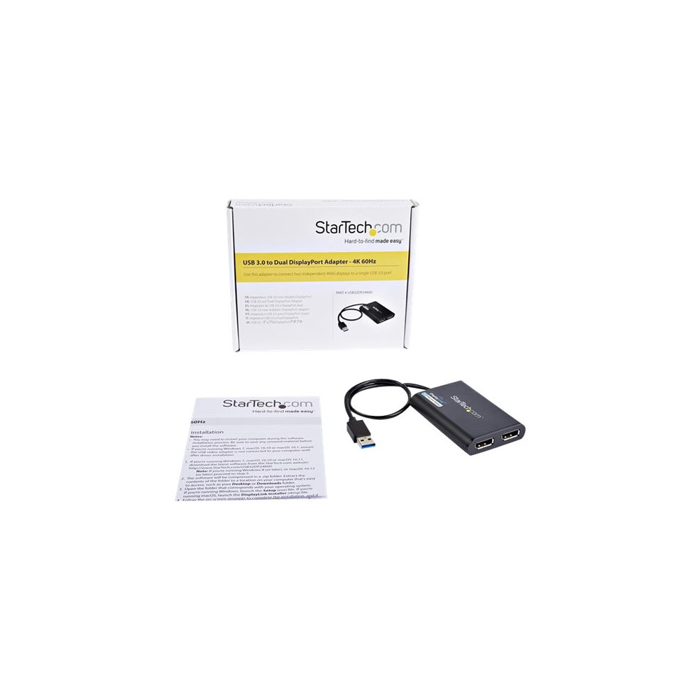 Produktbild för StarTech USB 3.0 till Dual DisplayPort-adapter - 4K 60 Hz - DisplayPort-adapter - USB typ A till DisplayPort - 30 cm