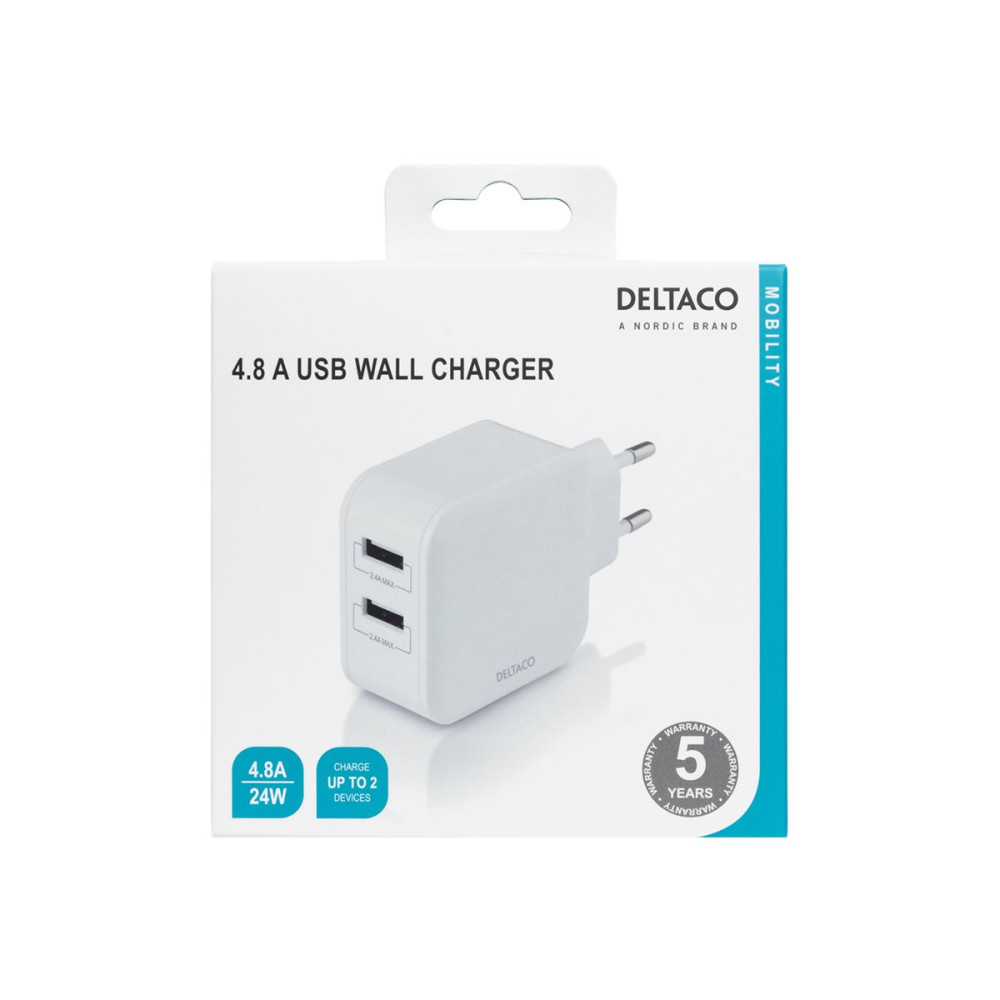 Produktbild för DELTACO strömadapter - USB - 24 watt