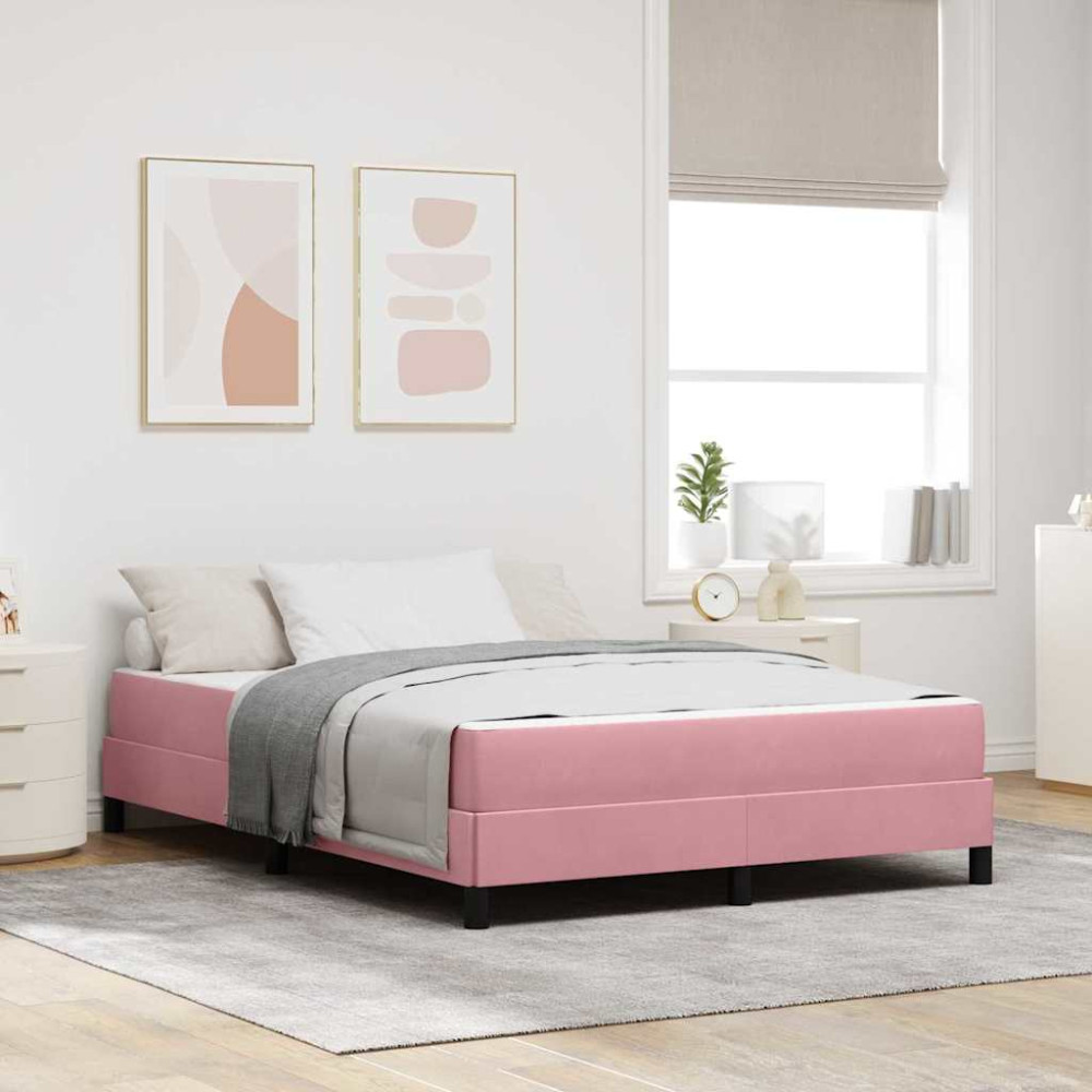 Produktbild för Bäddfjäder med madrass Rosa 160 x 220 cm tyg