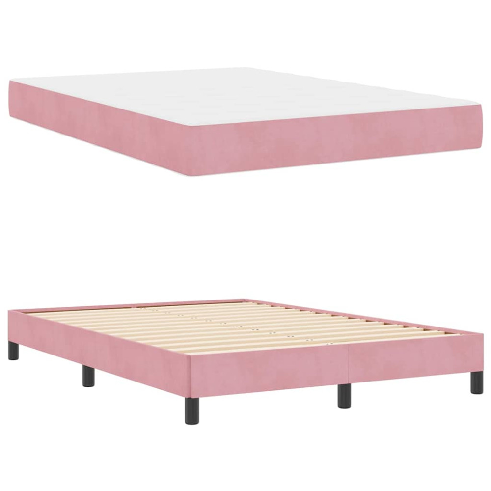 Produktbild för Bäddfjäder med madrass Rosa 160 x 220 cm tyg