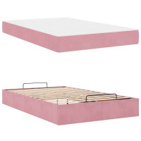 Produktbild för Sängram med madrass 2 pcs Rosa Sammet