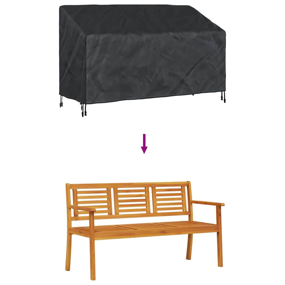 Produktbild för Trädgårdsbänkskydd Svart 165 x 70 x 65 / 94 cm 210D Oxford Tyg