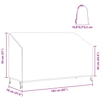 Produktbild för Trädgårdsbänkskydd Svart 165 x 70 x 65 / 94 cm 210D Oxford Tyg