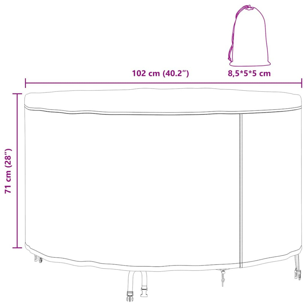 Produktbild för Möbelöverdrag Svart 102 x 102 x 71 cm 420D Oxford Tyg