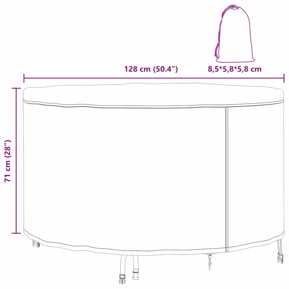 Produktbild för Möbelöverdrag Svart 128 x 128 x 71 cm 210D Oxford Tyg