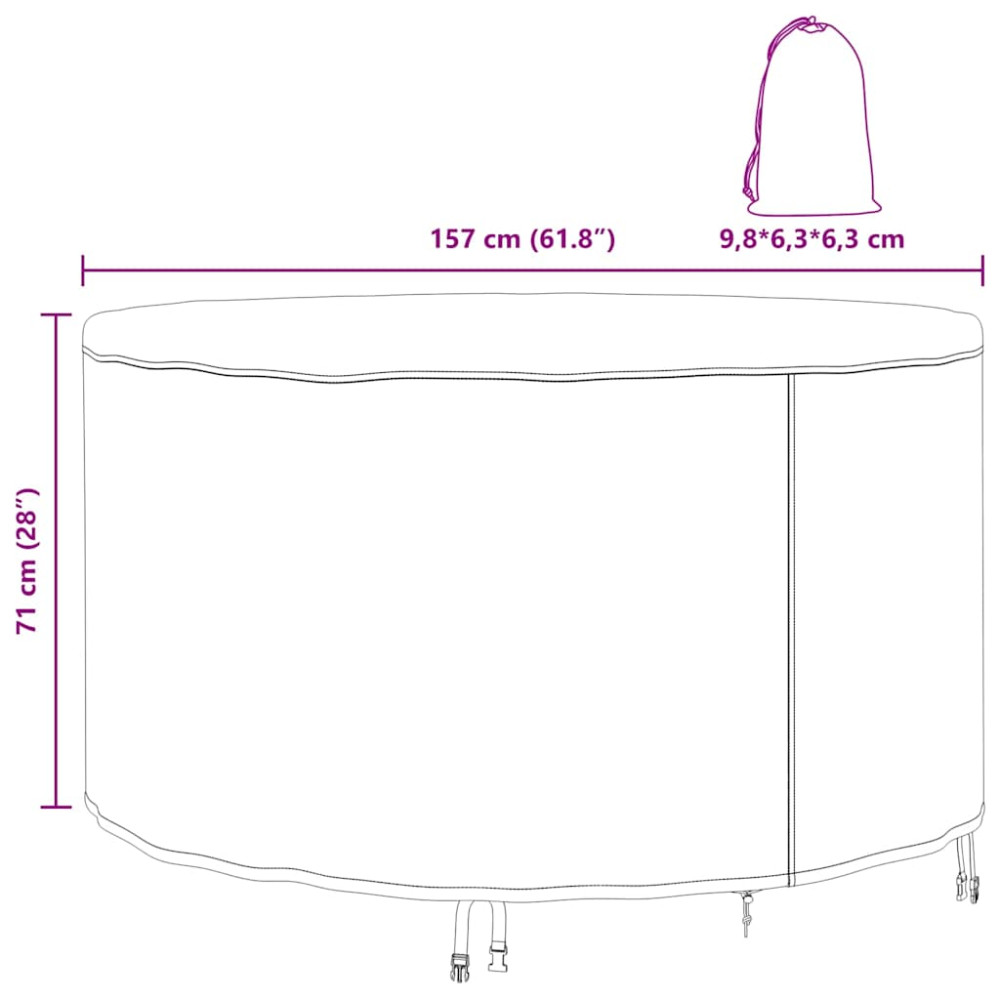 Produktbild för Möbelöverdrag Svart 157 x 157 x 71 cm 210D Oxford Tyg