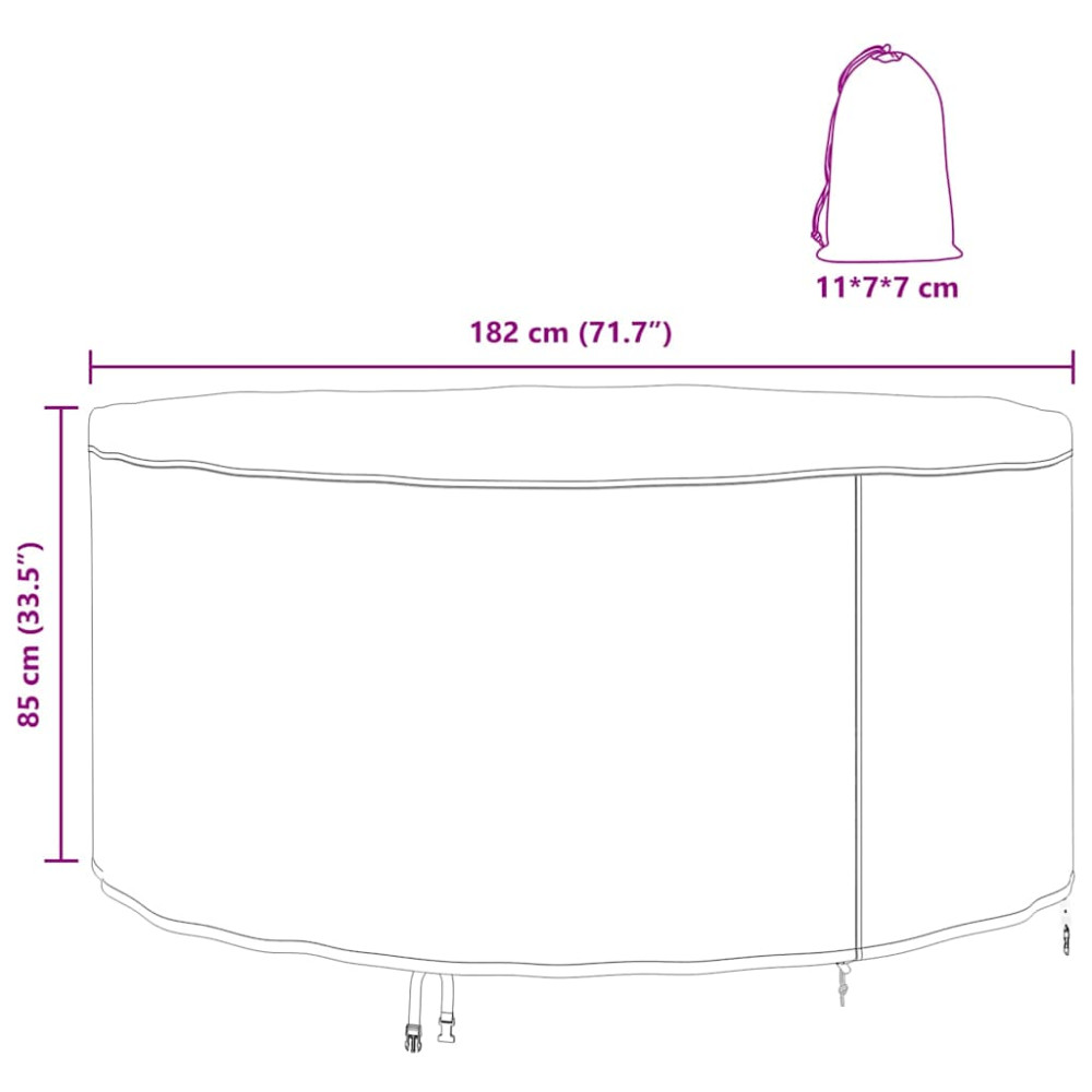 Produktbild för Möbelöverdrag Svart 182 x 182 x 85 cm 420D Oxford Tyg