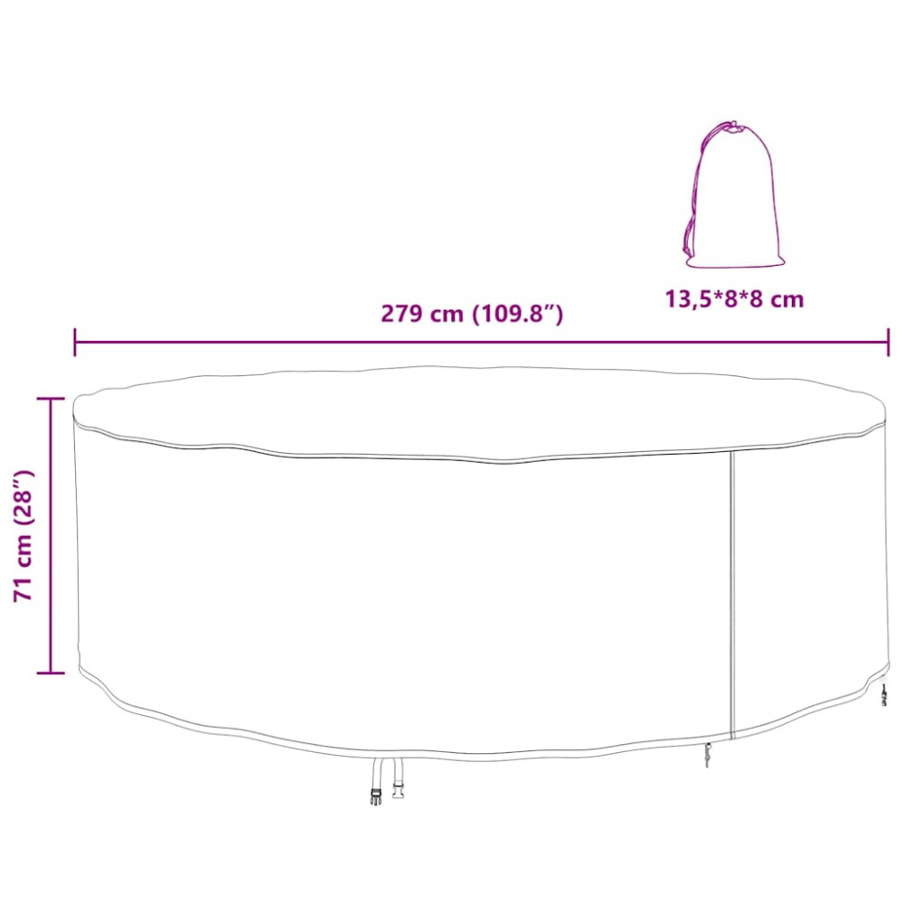 Produktbild för Möbelöverdrag Svart 279 x 279 x 71 cm 420D Oxford Tyg
