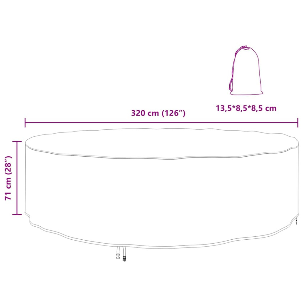 Produktbild för Möbelöverdrag Svart 320 x 320 x 71 cm 210D Oxford Tyg