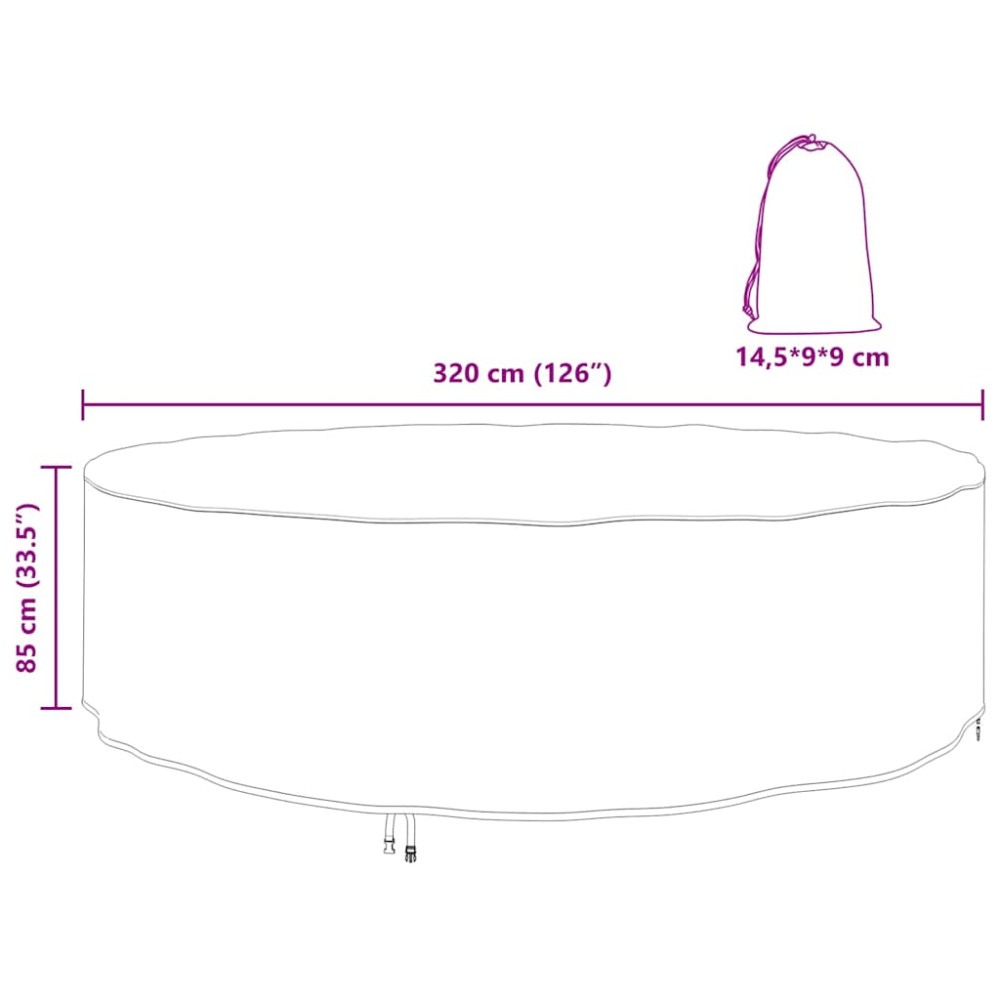 Produktbild för Möbelöverdrag Svart 320 x 320 x 85 cm 600D Oxford Tyg