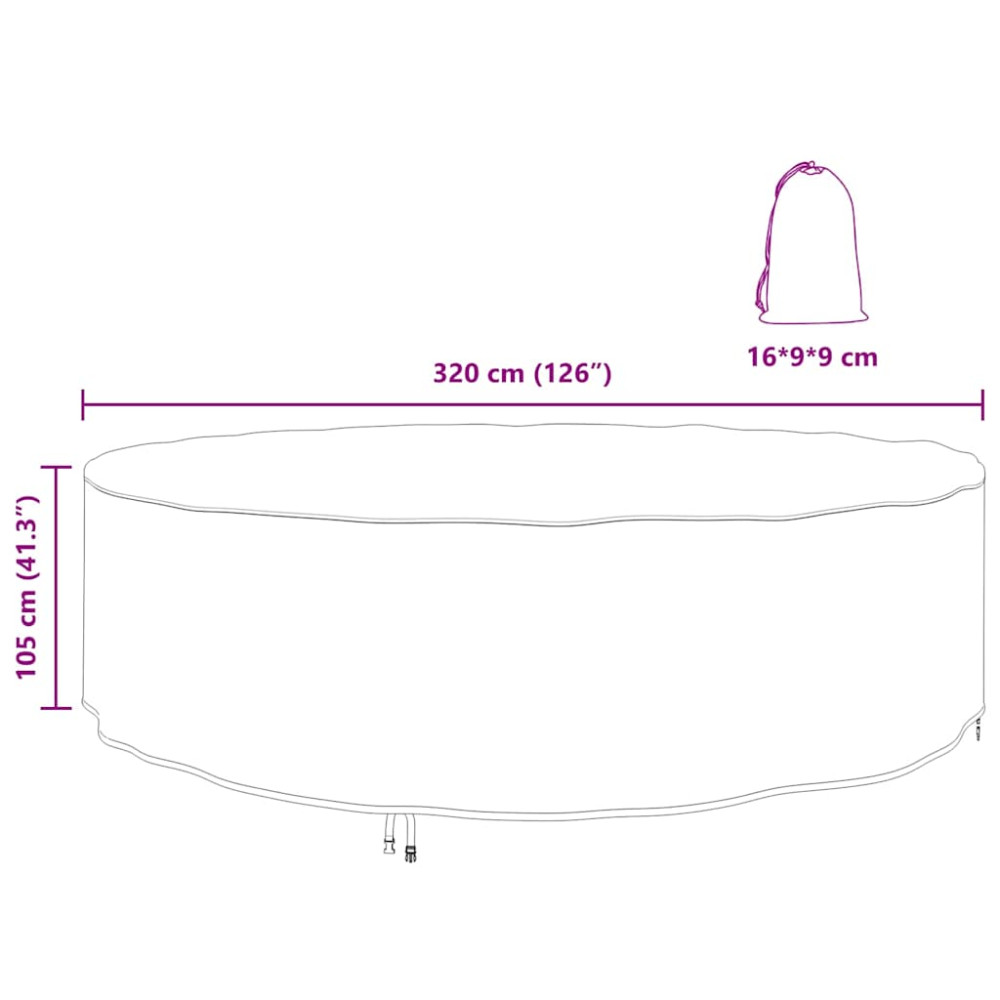 Produktbild för Möbelöverdrag Svart 320 x 320 x 105 cm 210D Oxford Tyg