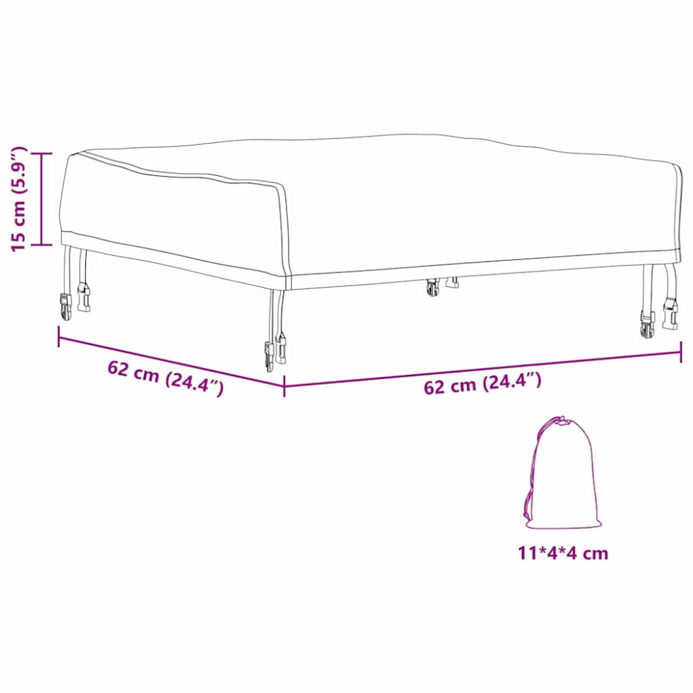 Produktbild för Bordskydd Enfärgad Svart 62 x 62 x 15 cm tyg