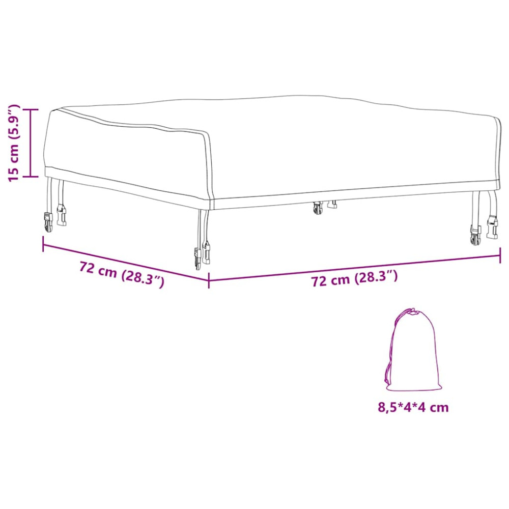Produktbild för Bordskydd Enfärgad Svart 72 x 72 x 15 cm tyg