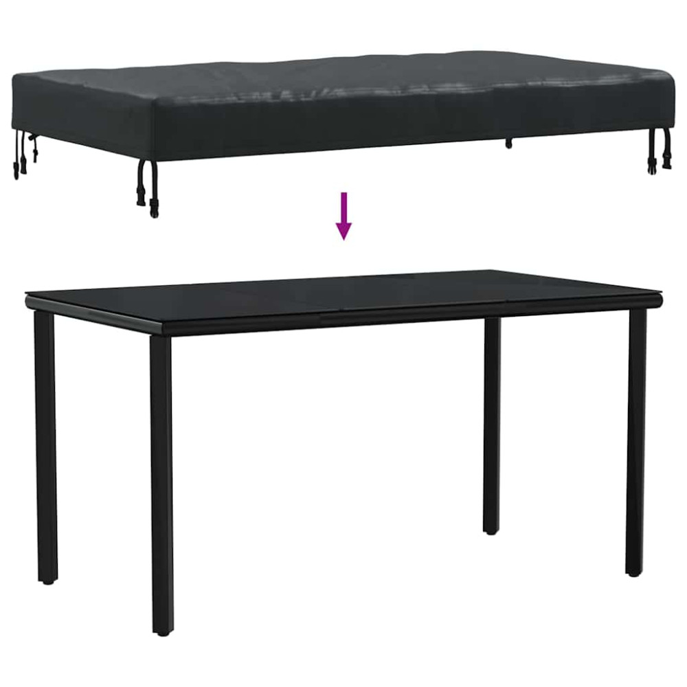 Produktbild för Bordskydd Enfärgad Svart 122 x 72 x 15 cm tyg