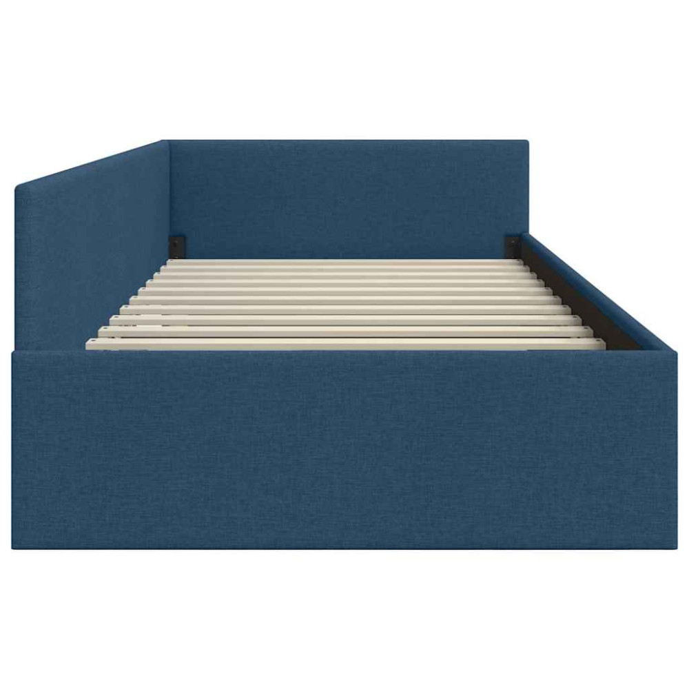 Produktbild för Hörn Sängram med huvudgavel Blå 100 cm x 200 cm tyg