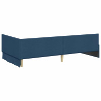 Produktbild för Hörn Sängram med huvudgavel Blå 100 cm x 200 cm tyg