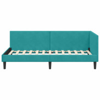 Produktbild för Hörn Sängram med huvudgavel Turkos 80 cm x 200 cm Sammet