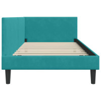 Produktbild för Hörn Sängram med huvudgavel Turkos 80 cm x 200 cm Sammet