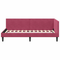 Produktbild för Hörn Sängram med huvudgavel Vinröd 90 cm x 200 cm Sammet