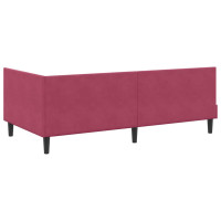 Produktbild för Hörn Sängram med huvudgavel Vinröd 90 cm x 200 cm Sammet