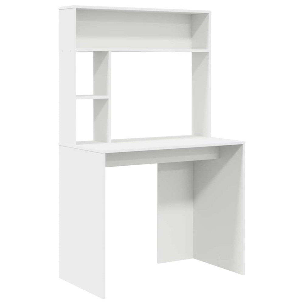 Produktbild för Skrivbord med hylla Vit 91 x 50 x 149 cm Konstruerat trä