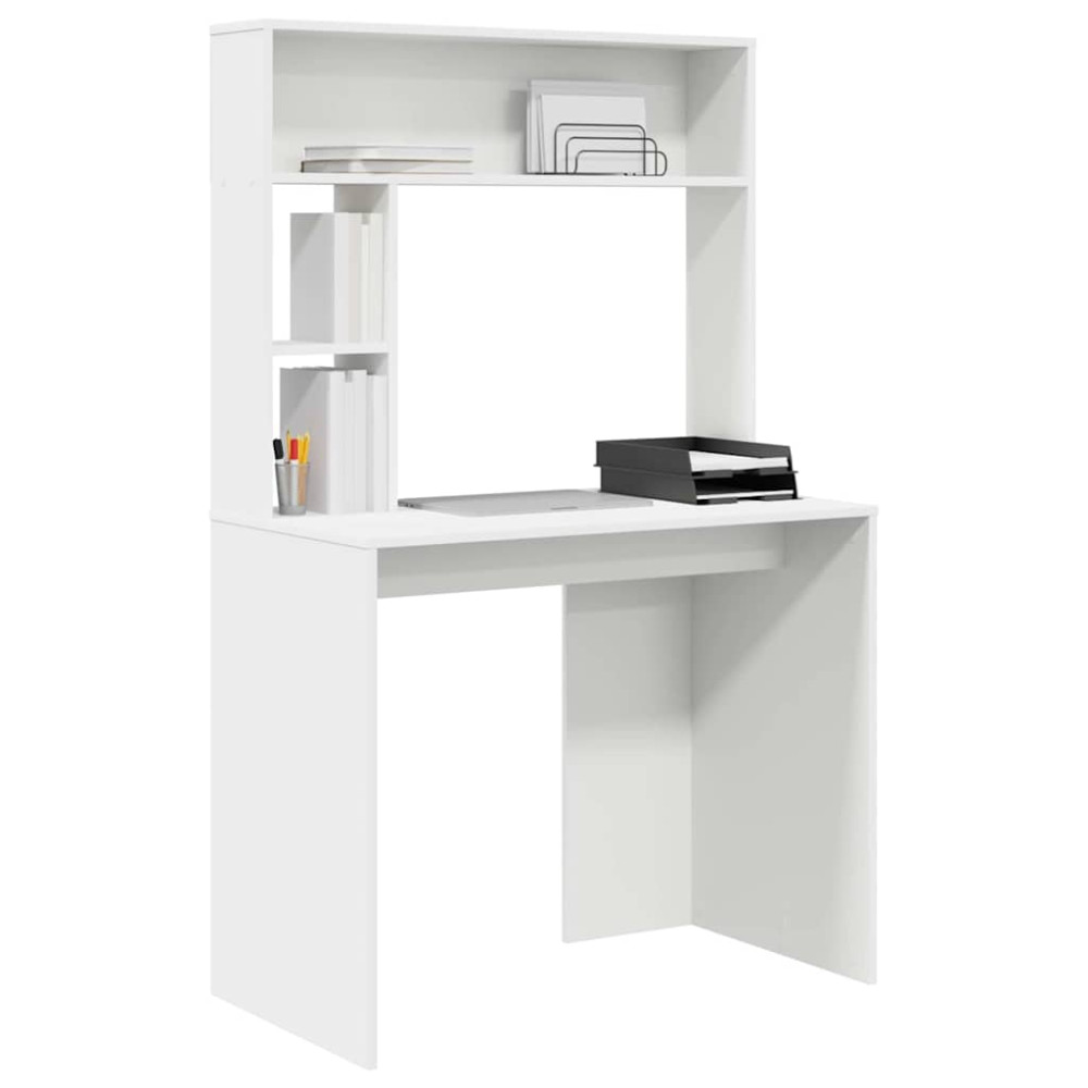 Produktbild för Skrivbord med hylla Vit 91 x 50 x 149 cm Konstruerat trä
