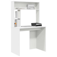 Produktbild för Skrivbord med hylla Vit 91 x 50 x 149 cm Konstruerat trä