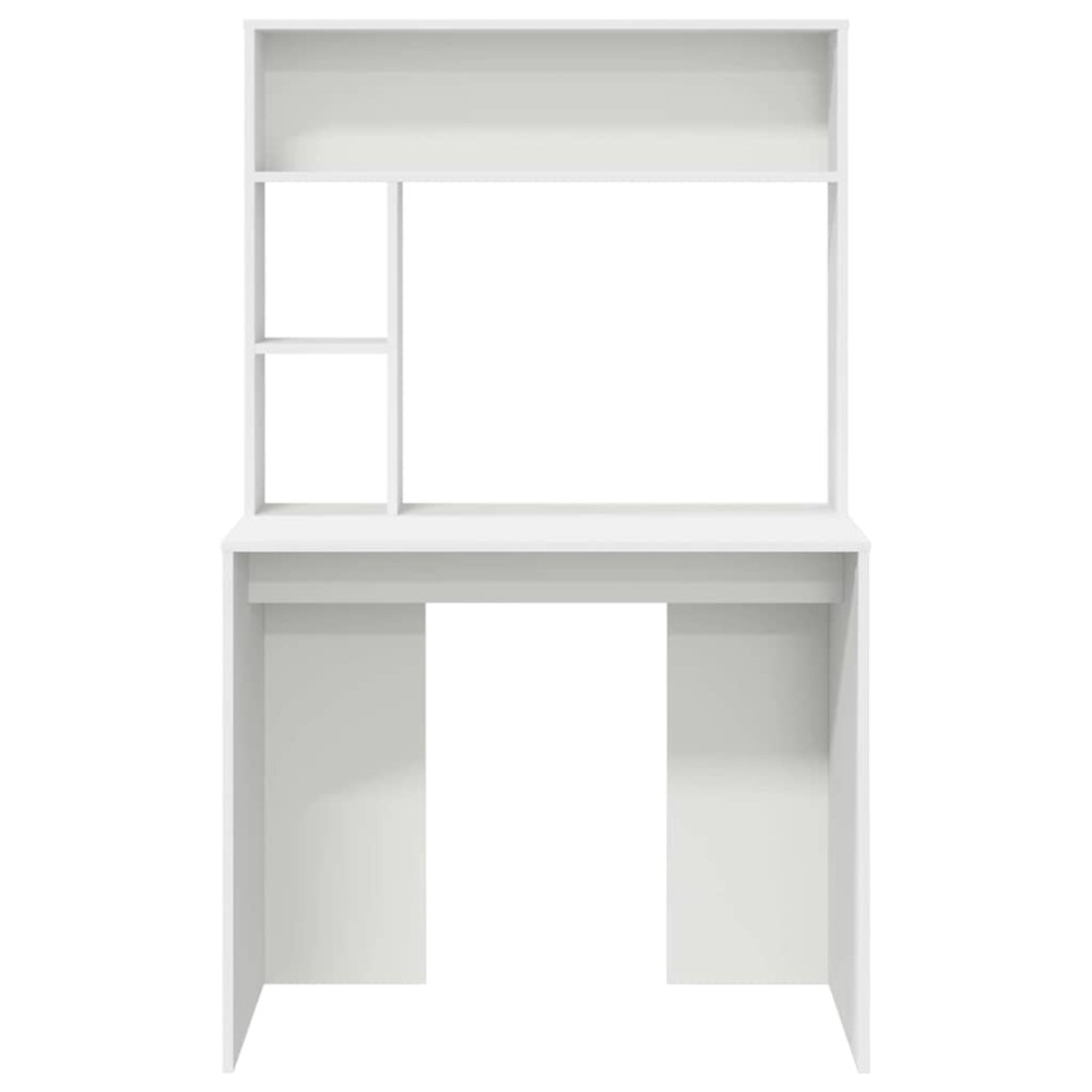 Produktbild för Skrivbord med hylla Vit 91 x 50 x 149 cm Konstruerat trä