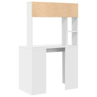 Produktbild för Skrivbord med hylla Vit 91 x 50 x 149 cm Konstruerat trä