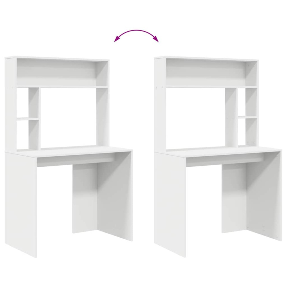 Produktbild för Skrivbord med hylla Vit 91 x 50 x 149 cm Konstruerat trä