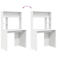 Produktbild för Skrivbord med hylla Vit 91 x 50 x 149 cm Konstruerat trä