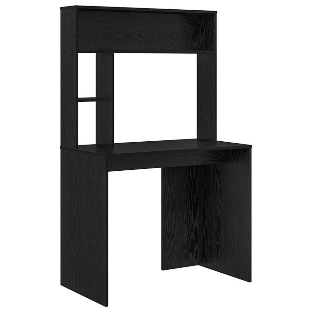 Produktbild för Skrivbord med hylla Svart Ek 91 x 50 x 149 cm Konstruerat trä