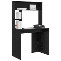 Produktbild för Skrivbord med hylla Svart Ek 91 x 50 x 149 cm Konstruerat trä