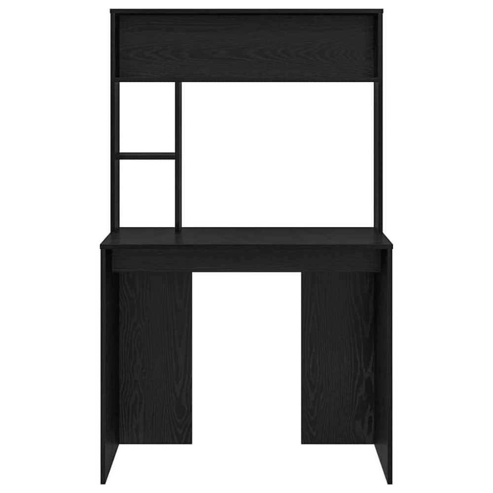 Produktbild för Skrivbord med hylla Svart Ek 91 x 50 x 149 cm Konstruerat trä