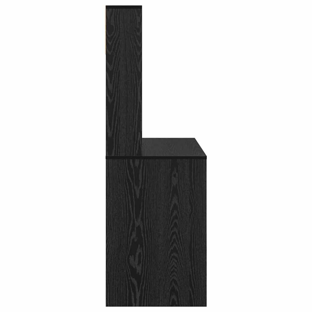 Produktbild för Skrivbord med hylla Svart Ek 91 x 50 x 149 cm Konstruerat trä