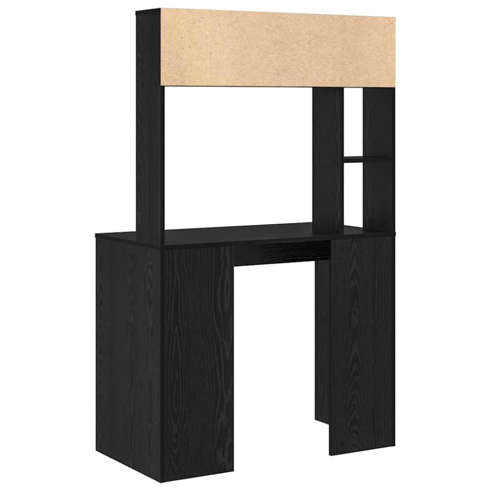 Produktbild för Skrivbord med hylla Svart Ek 91 x 50 x 149 cm Konstruerat trä