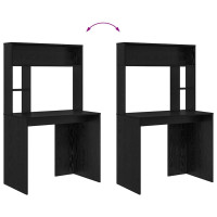 Produktbild för Skrivbord med hylla Svart Ek 91 x 50 x 149 cm Konstruerat trä