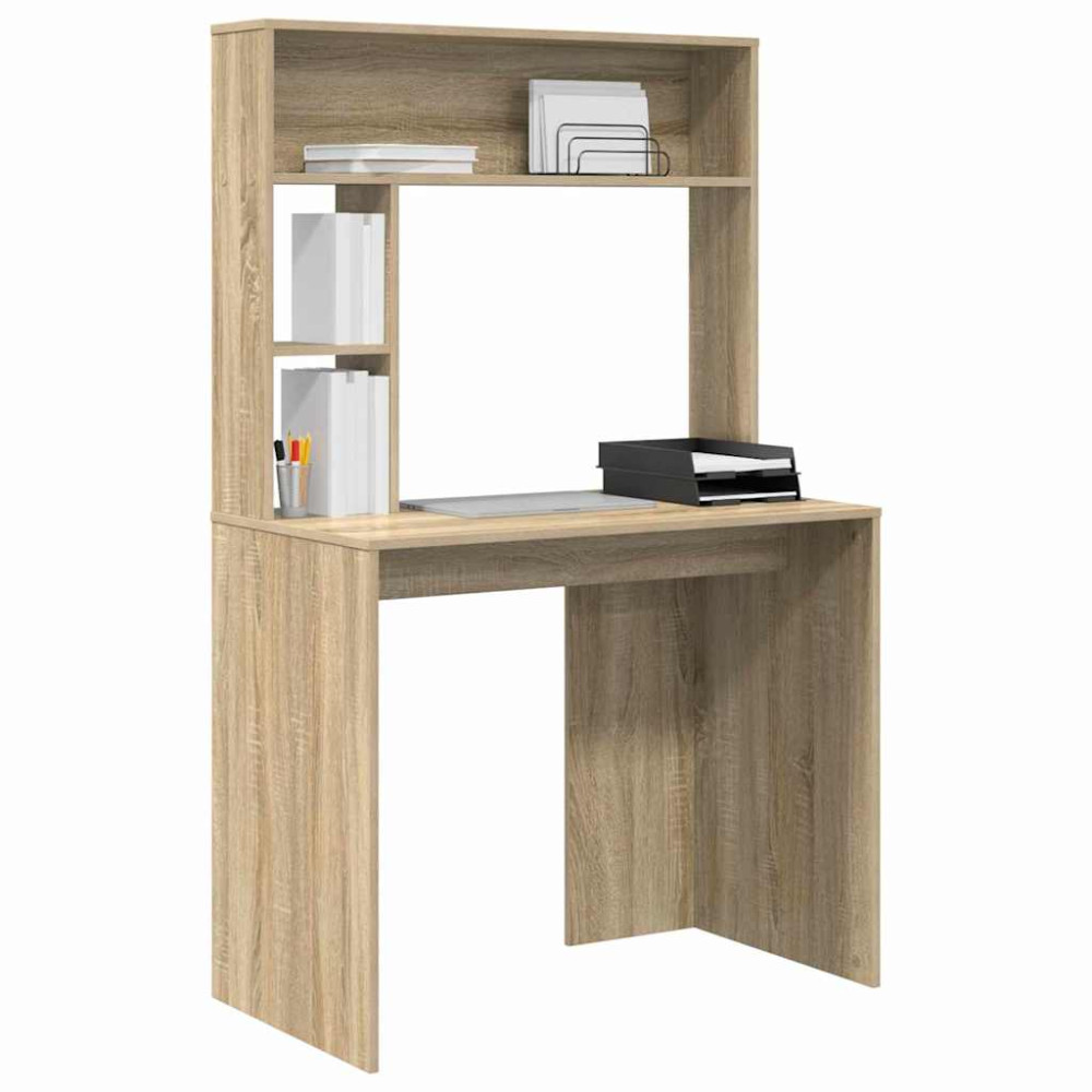 Produktbild för Skrivbord med hylla Sonoma-ek 91 x 50 x 149 cm Konstruerat trä