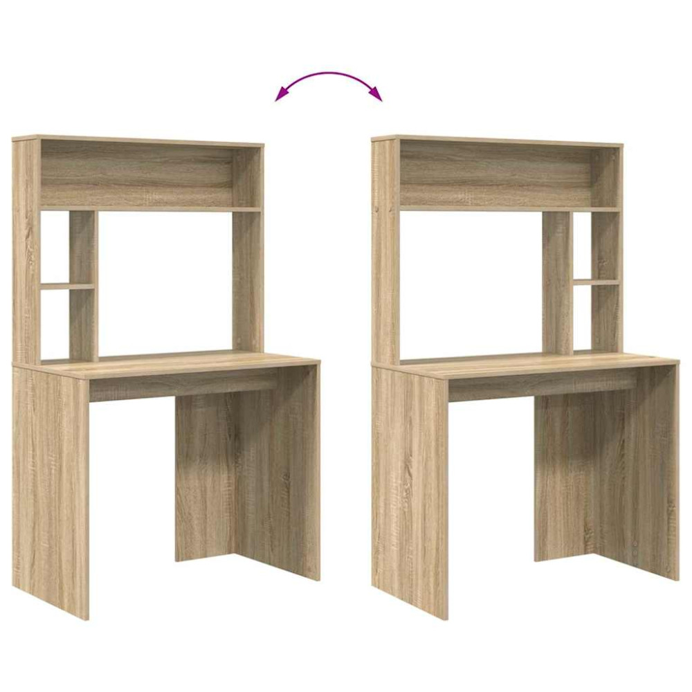 Produktbild för Skrivbord med hylla Sonoma-ek 91 x 50 x 149 cm Konstruerat trä